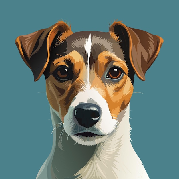 Vector jack russell terrier dog portrait plain background vector illustration flat 2