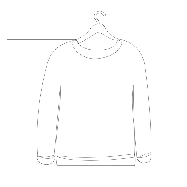 Jacket on a hanger one continuous line drawing isolated vector