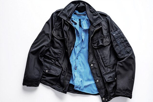 a jacket that has a blue stripe on it