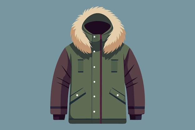 Vector a jacket with fur on the front and the hood up