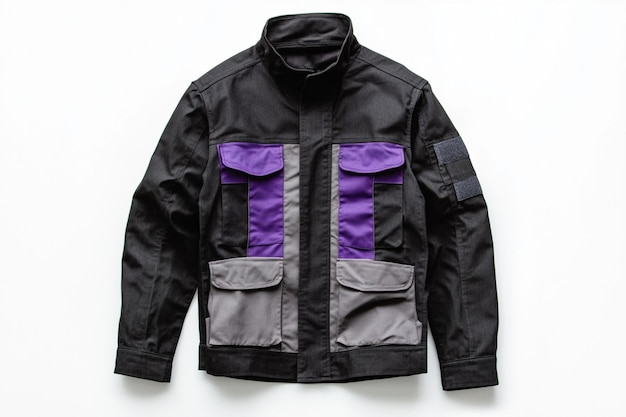 a jacket with a purple stripe and a purple stripe