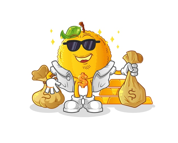 Jackfruit rich character. cartoon mascot vector