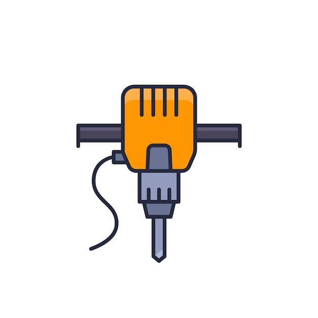 Jackhammer icon with outline power tool vector