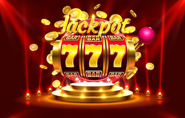 Jackpot casino coin, cash machine play now. Vector illustration