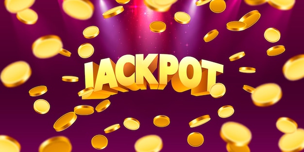 Jackpot in the form of gold coins. Isolated on red background. Vector illustration