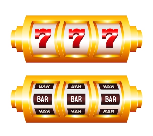 Jackpot Slot machine with three sevens and bar Vector clipart