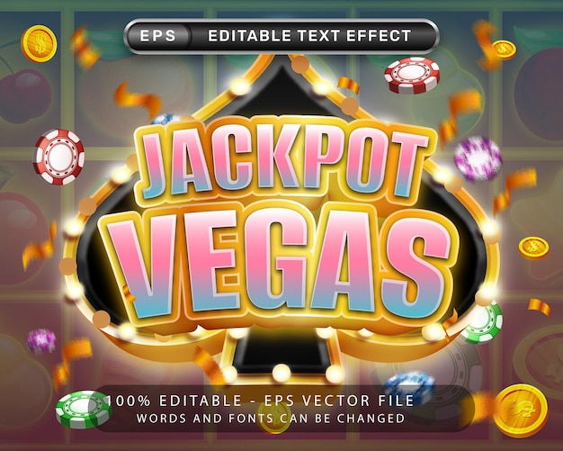 jackpot vegas 3d text effect and editable text effect with black spade border illustration