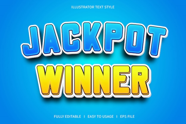 Jackpot winner, text style font effect  blue yellow