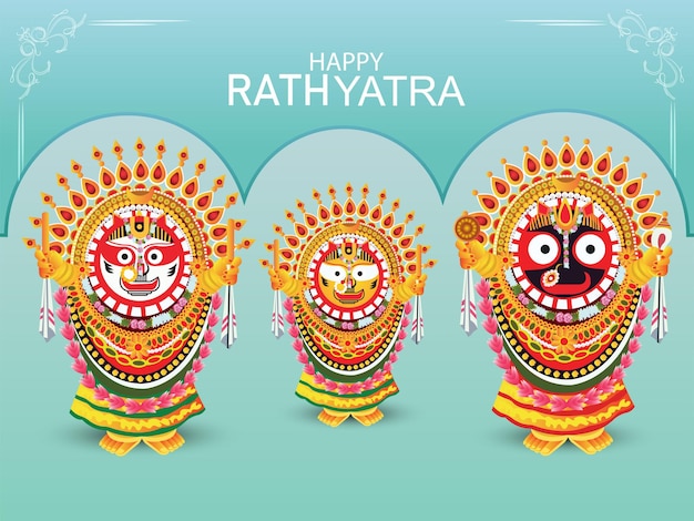 Jagannath rath yatra indian festival with vector illustration