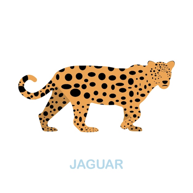 Jaguar flat icon Colored element sign from wild animals collection Flat Jaguar icon sign for web design infographics and more