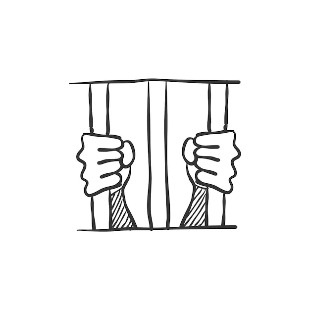 Jail icon in hand drawn doodle