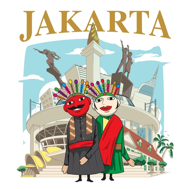 Jakarta City cartoon background illustration