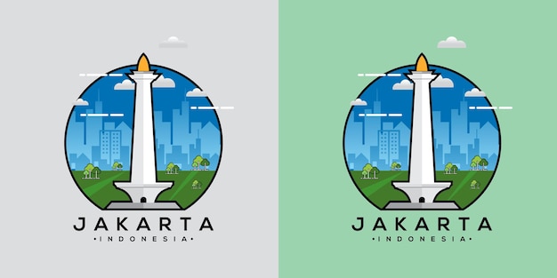 Jakarta Monas Flat Vector Design Illustration National Monument of Indonesia the Landmark of Jakarta City