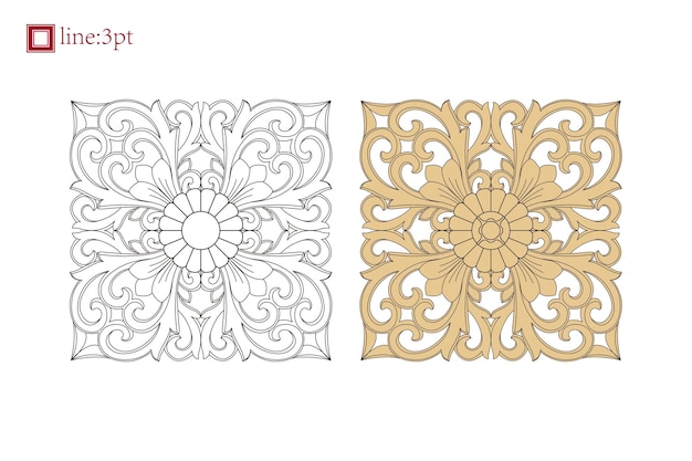 Jali and laser cutting seamless pattern. Square art wood carving decoration. Bricks, ceramic tiles,