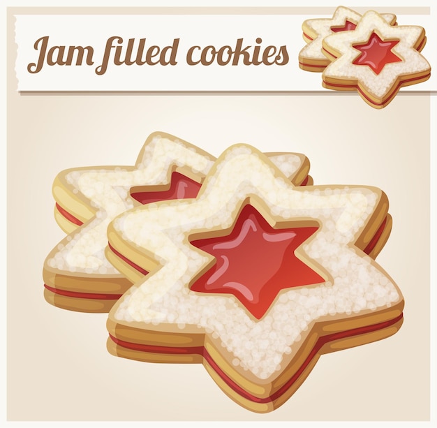 Jam filled cookies. Cartoon vector illustration. Series of food and drink and ingredients for cooking.