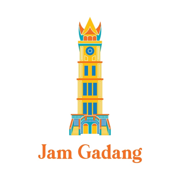 Jam Gadang in flat design style