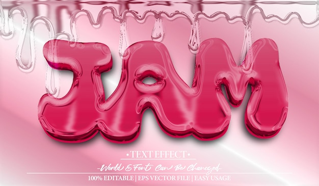 Vector jam vector text effect editable alphabet red jelly gel sweet tasty gelatin