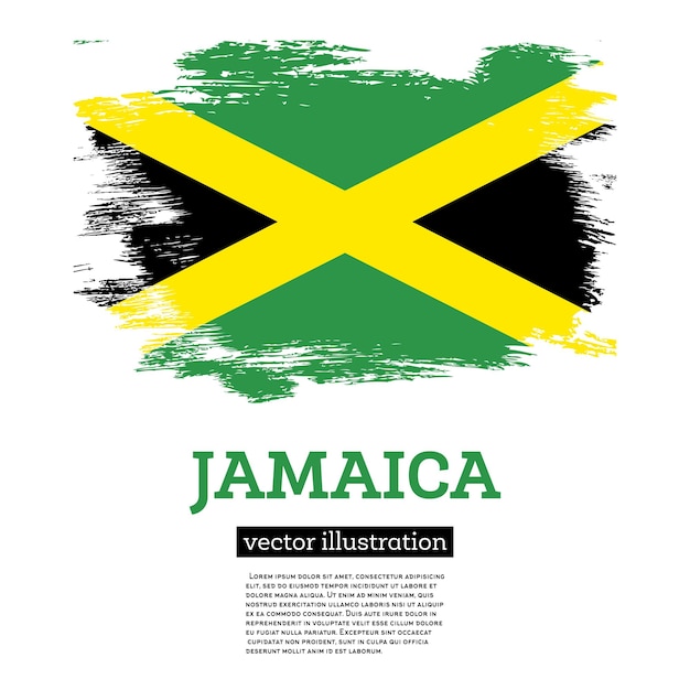 Jamaica Flag with Brush Strokes Independence Day