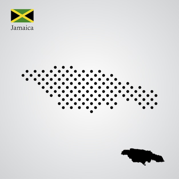 Jamaica map silhouette halftone style