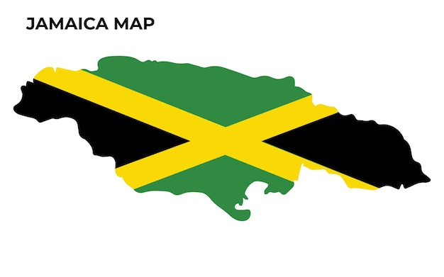 Jamaica National Flag Map Design Illustration Of Jamaica Country Flag Inside The Map vector image