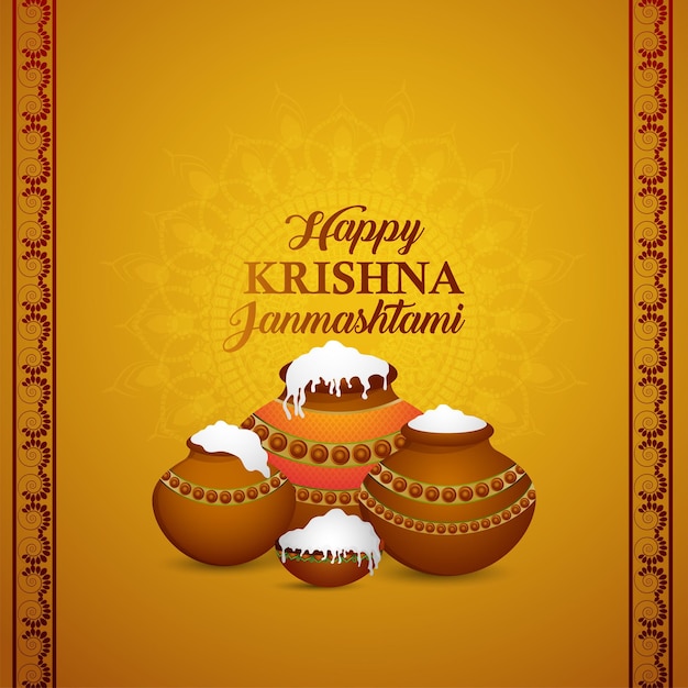 Janmashtami festival celebration greeting card