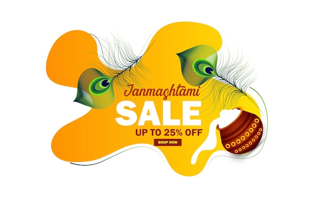 Janmashtami sale banner with dahi handi