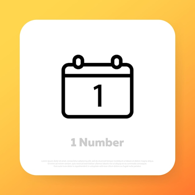 January 1 icon. Calendar date. New year day. Celebration concept. Vector line icon for Business and Advertising.