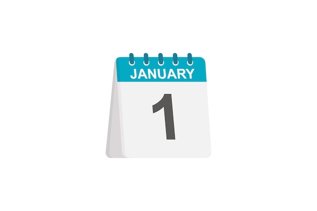 January 1 new year calendar icon illustration