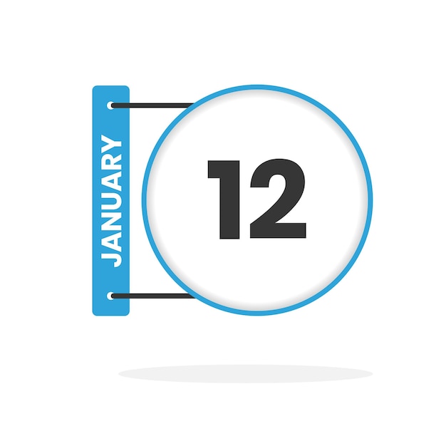 January 12 calendar icon Date Month calendar icon vector illustration