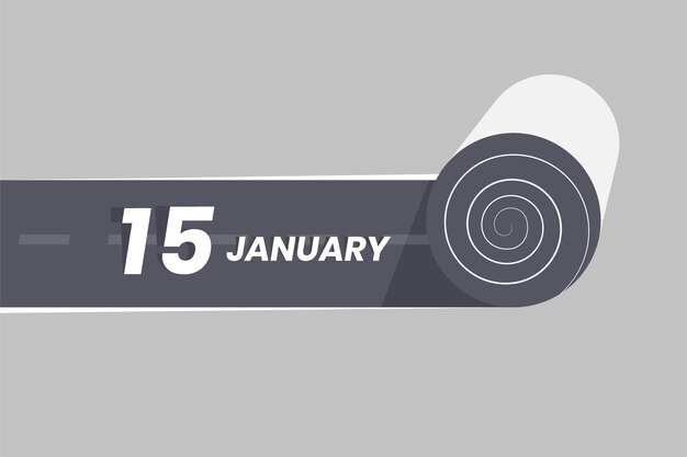 January 15 calendar icon rolling inside the road 15 January Date Month icon vector illustrator