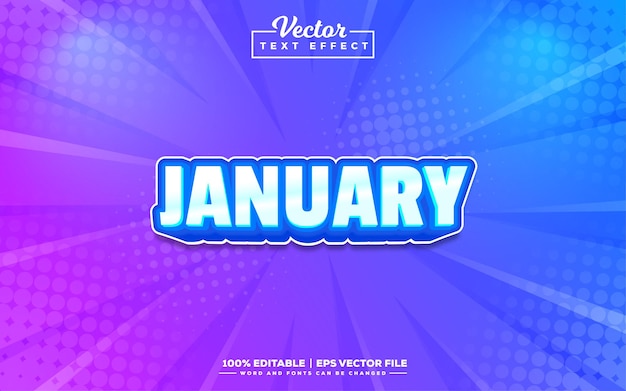 January editable 3d text effect design