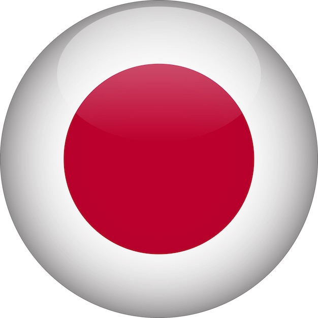 Japan 3D Rounded Flag Button