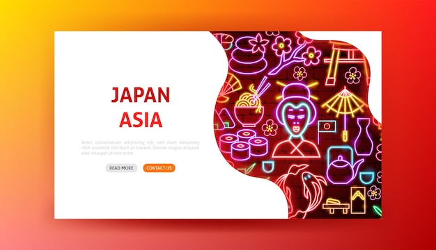 Japan Asia Neon Landing Page