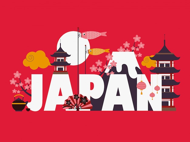 Japan famous symbols and landmarks 