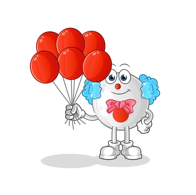 Japan flag clown with balloons vector. cartoon character