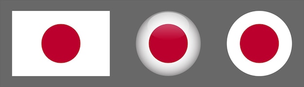 Japan Flag Set Collection Vector