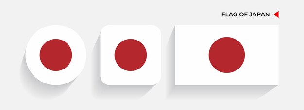 Japan Flags arranged in round square and rectangular shapes