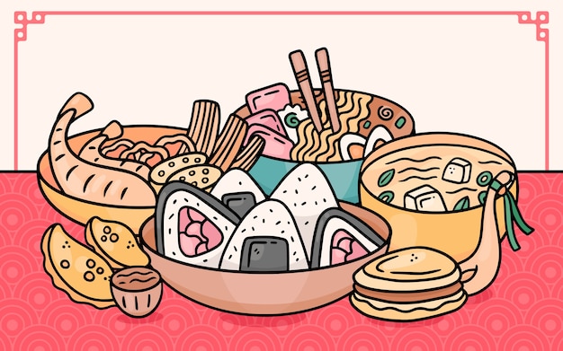 Japan food illustration