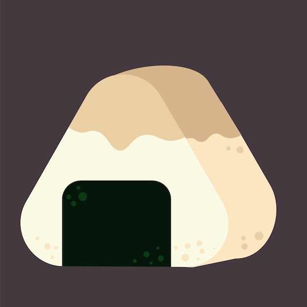 Japan food onigiri icon in flat style on dark background