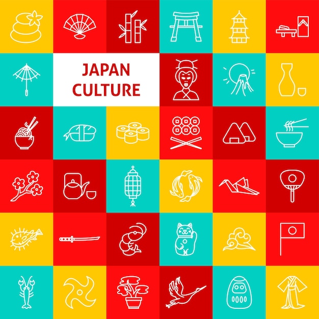 Japan Line Icons Circle