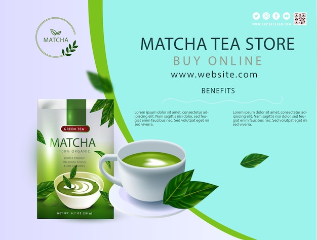 Japan matcha latte ad in 3d illustration matcha cup set on Japanese mountain painting background