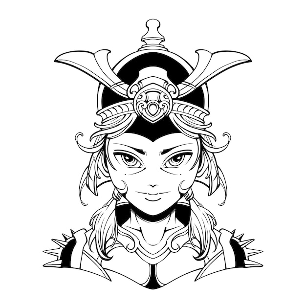 japan samurai girl illustration vector art