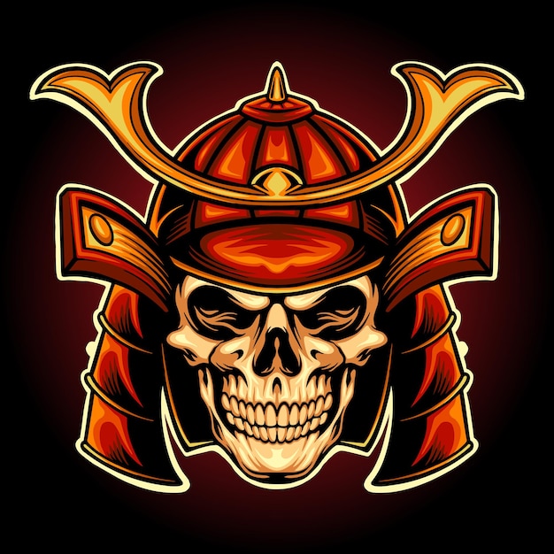 Japan Skull Samurai Warrior Vector illustrations for your work Logo, mascot merchandise t-shirt, stickers and Label designs, poster, greeting cards advertising business company or brands.