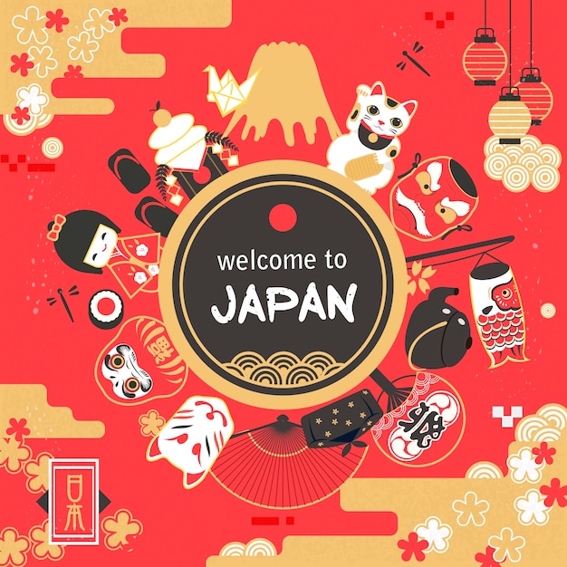 Japan tourism poster design illustration