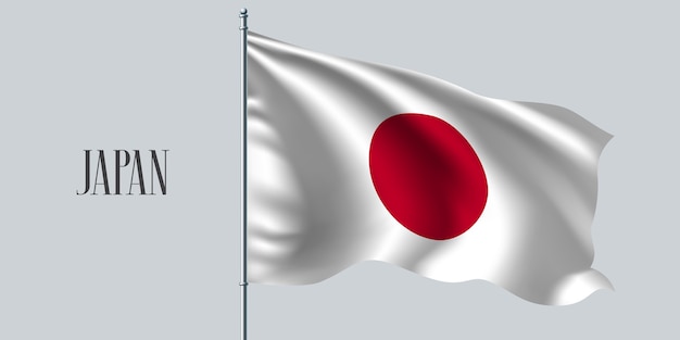 Japan waving flag on flagpole.