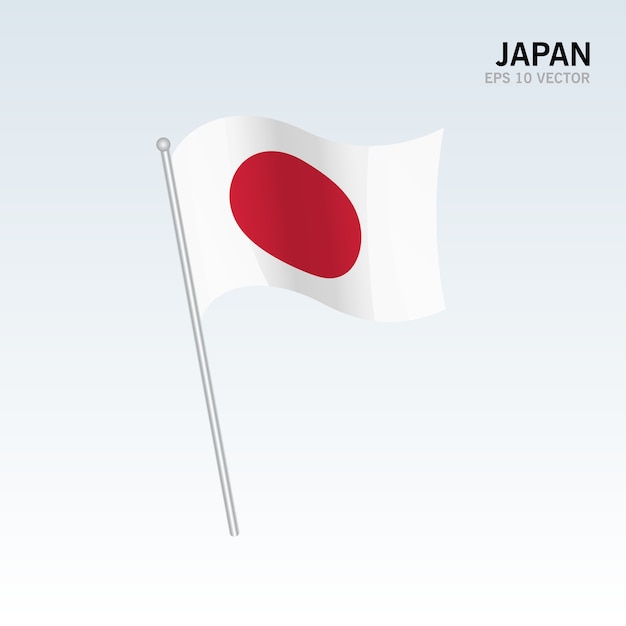 Japan waving flag isolated on gray background