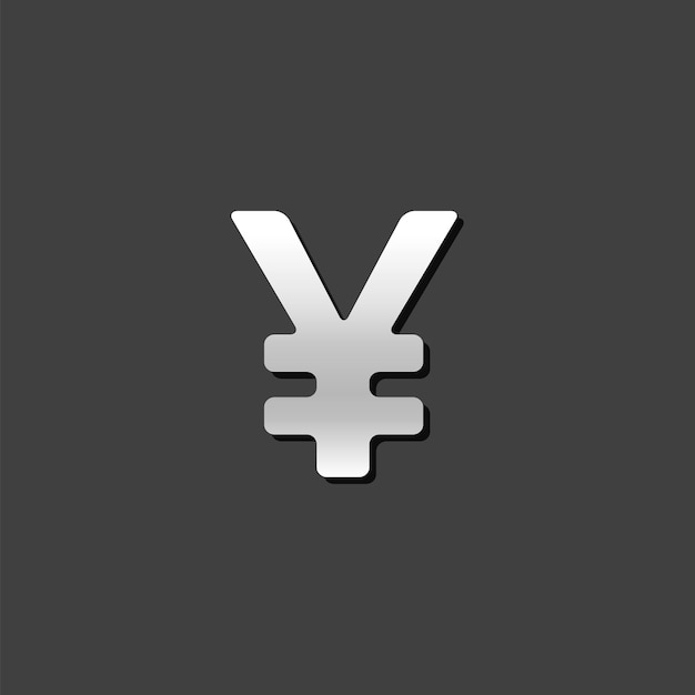 Japan Yen symbol icon in metallic grey color style