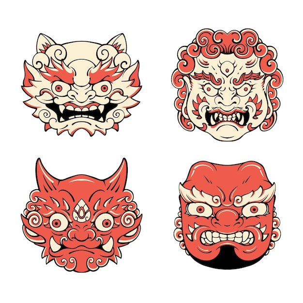 Japanese asset mask vector art