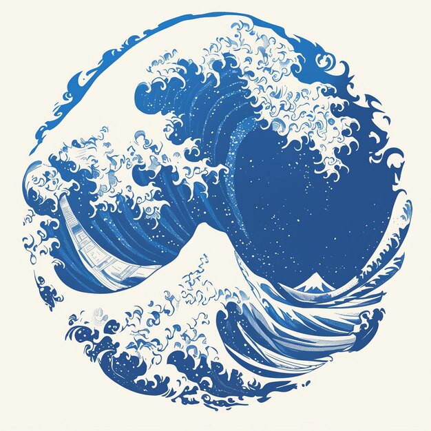 Japanese blue wave patterns symbolizing tranquility and peace