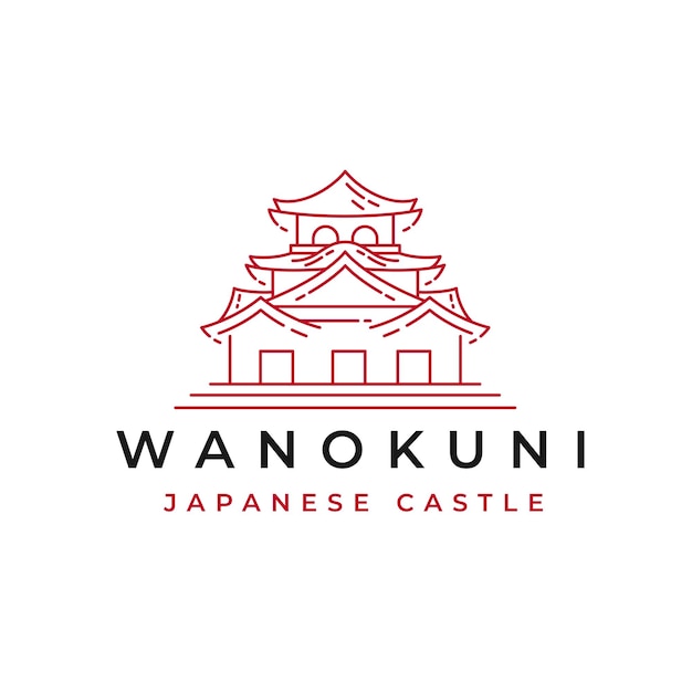 Japanese Castle Outline Line Monoline Logo Design